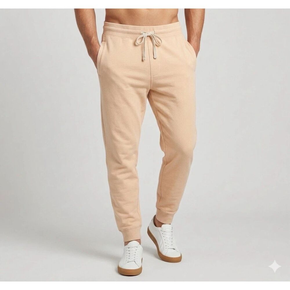 The Stronghold Jogger Sweatpants Mens Large Beige Cotton Tapered Drawstring